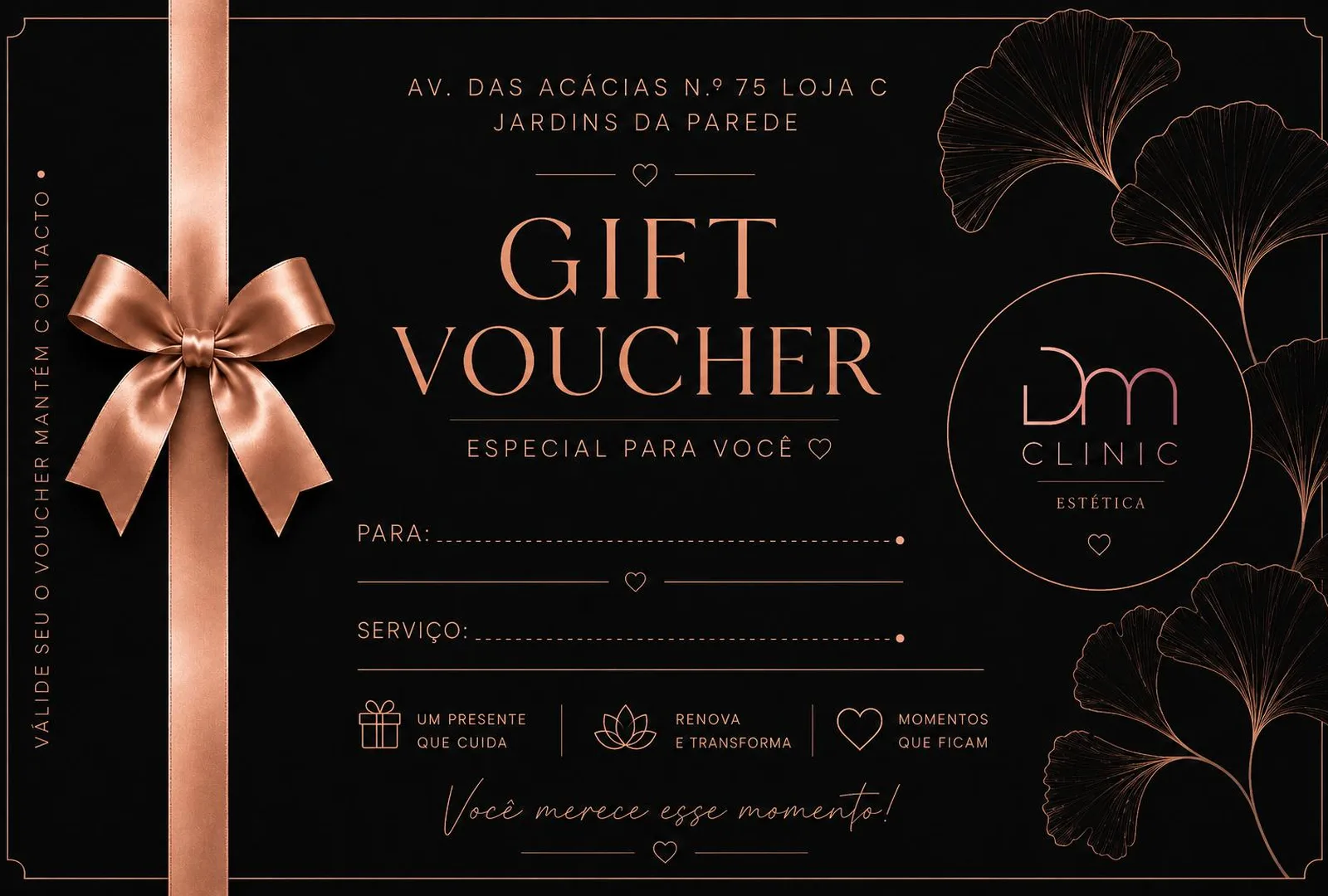 Voucher de presente da DM Clinic